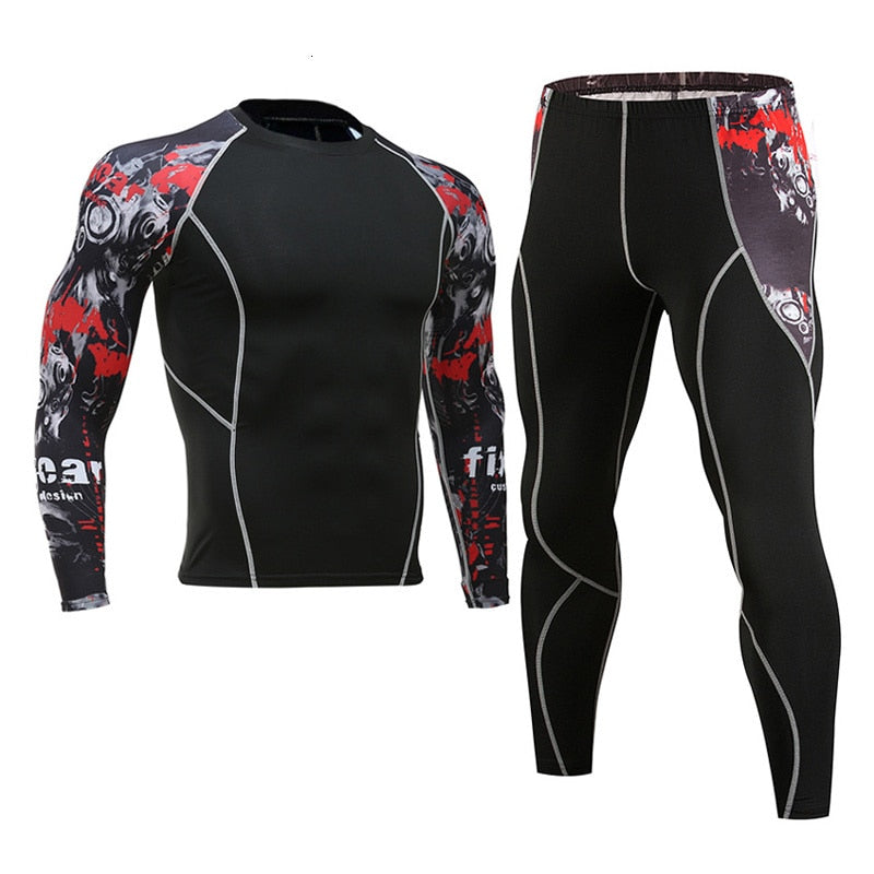 Men Compression Sportswear Suits Gym Tights Training Workout Jogging Sports Set Running Tracksuit