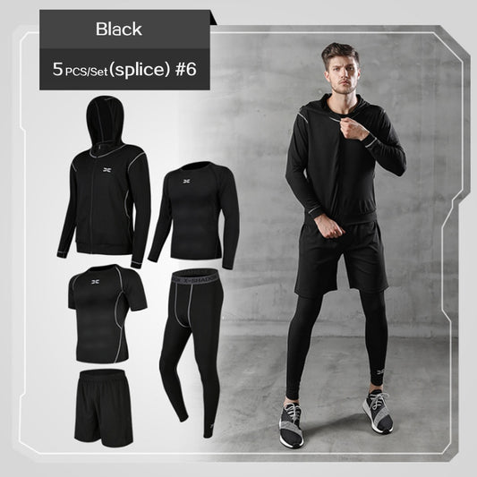 5 Pc/Set Men Tracksuit Gym Fitness Compression Sports Suit  Running Jogging Sport Wear Exercise Workout Tights