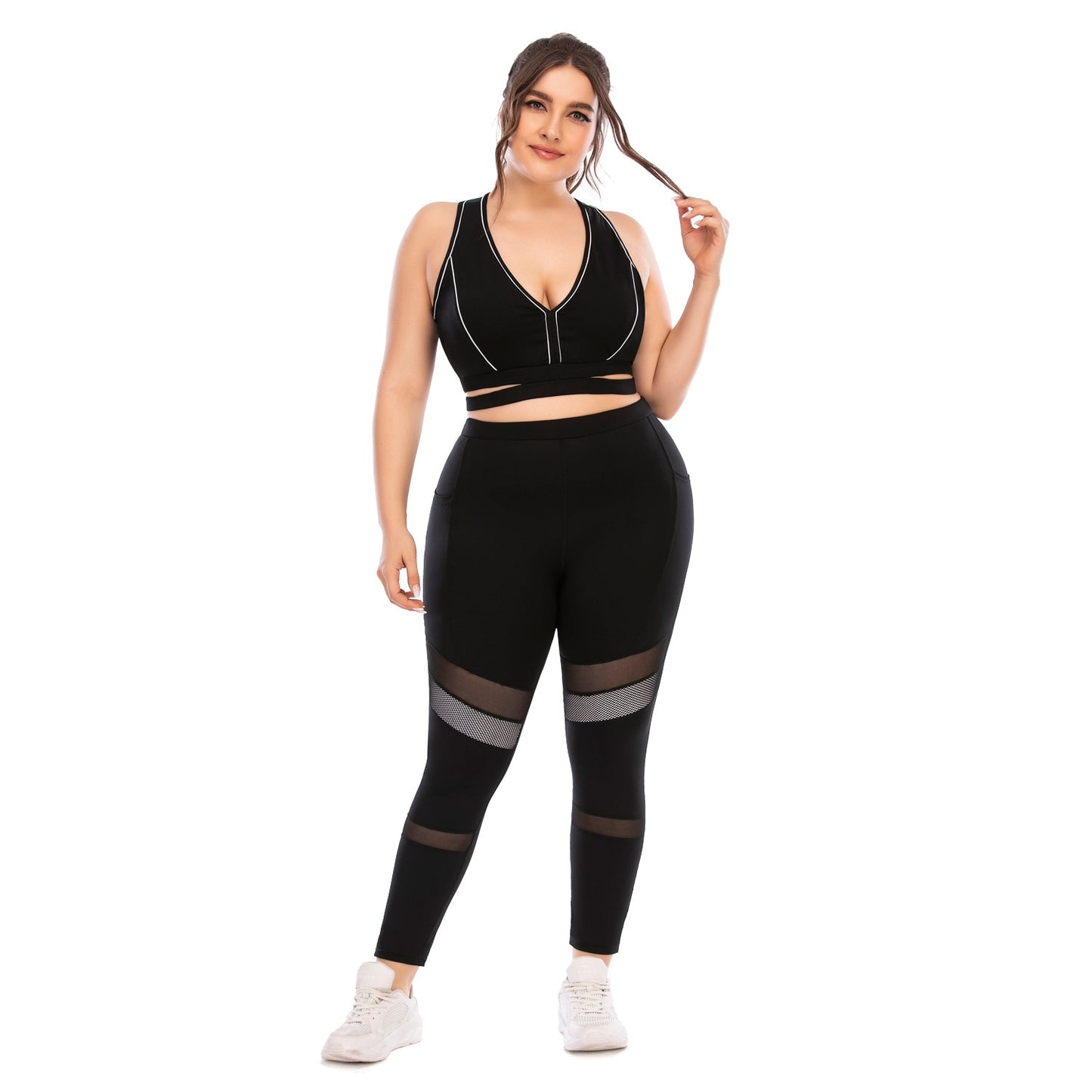 Women Plus Size Workout Yoga Sets Gym Tracksuit Fitness  Sportswear