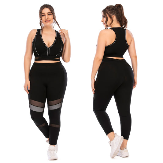 Women Plus Size Workout Yoga Sets Gym Tracksuit Fitness  Sportswear