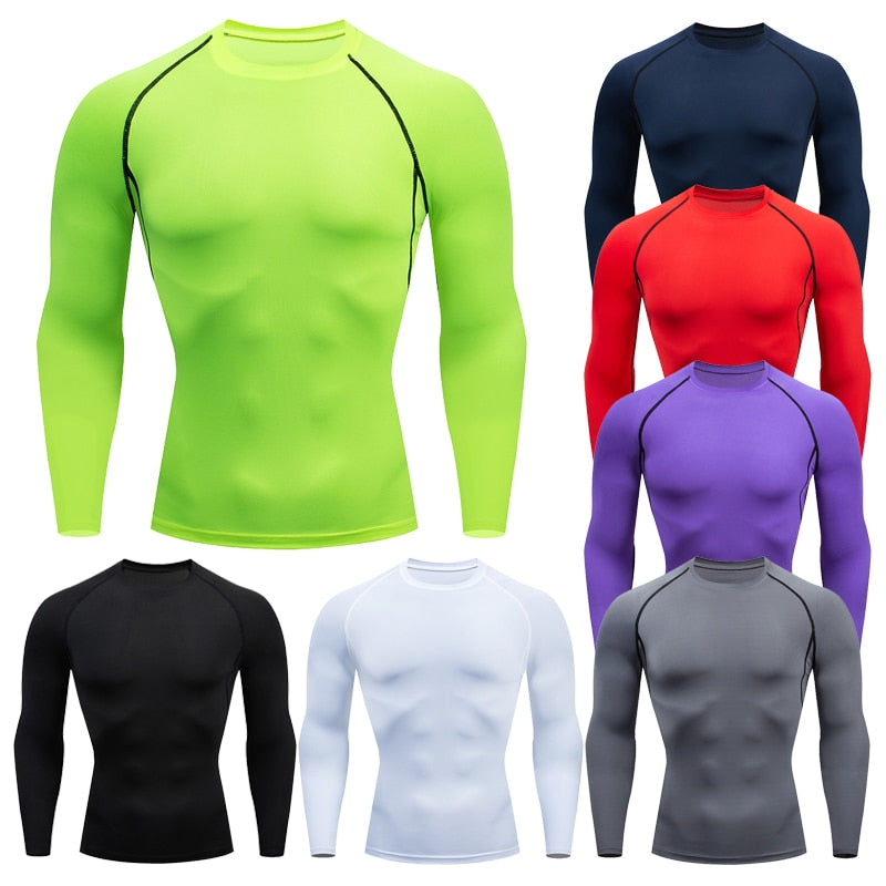 Gym T Shirt Men Bodybuilding Quick-drying Fitness Compression Shirt Running Workout Man Sports First Layer Sportswear