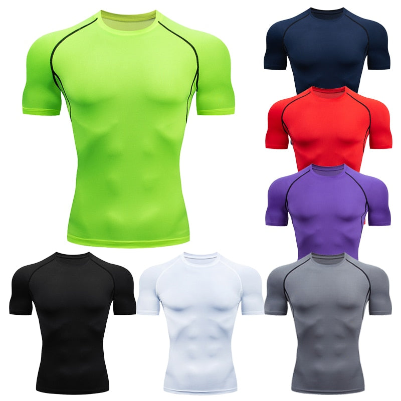 Gym T Shirt Men Bodybuilding Quick-drying Fitness Compression Shirt Running Workout Man Sports First Layer Sportswear