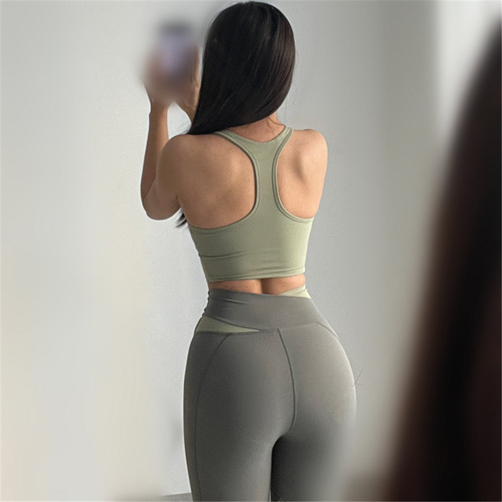 Yoga Set Women Sport Suit Sports Bra High Waist Sport Leggings Athletic Workout Sportswear