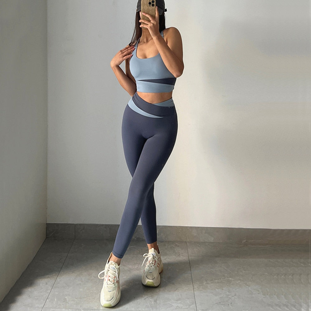 Yoga Set Women Sport Suit Sports Bra High Waist Sport Leggings Athletic Workout Sportswear