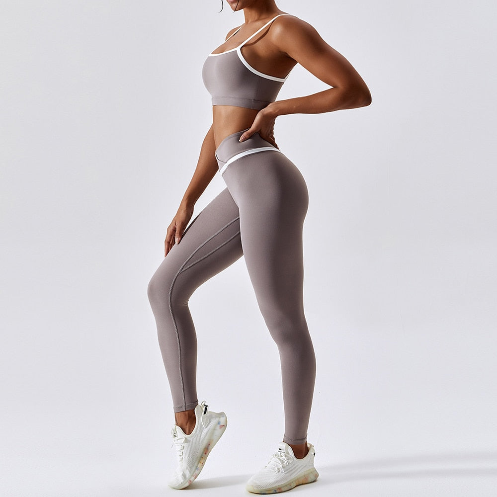 Yoga Clothing Sets Women High Waist Leggings And Top Seamless Tracksuit Fitness Workout Outfits Gym Sports Wear Two Piece Set